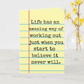 "Hang in There. It'll Work Out" Legal Pad Card Kaart (Gele Bloem)