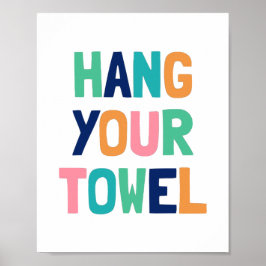 Hang Je Handdoek, Kinderen Badkamer Decor Poster