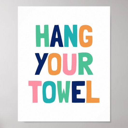Hang Je Handdoek, Kinderen Badkamer Decor Poster (Voorkant)