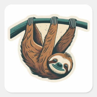 Hang los met de Hangin' Sloth Vierkante Sticker