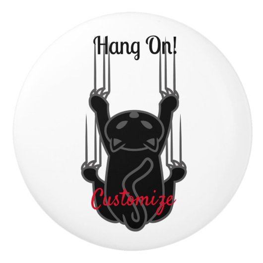 Hang op Black Cat Thunder_Cove  Keramische Knop (Voorkant)
