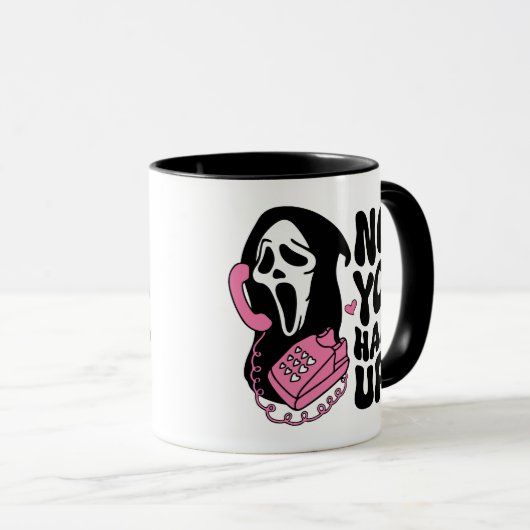 "Hang op" Ghostface Horror Fan Gift Mok (Voorkant rechts)