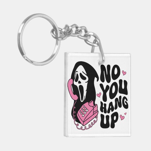 "Hang op" Ghostface Horror Fan Gift Sleutelhanger (Voorkant Links)