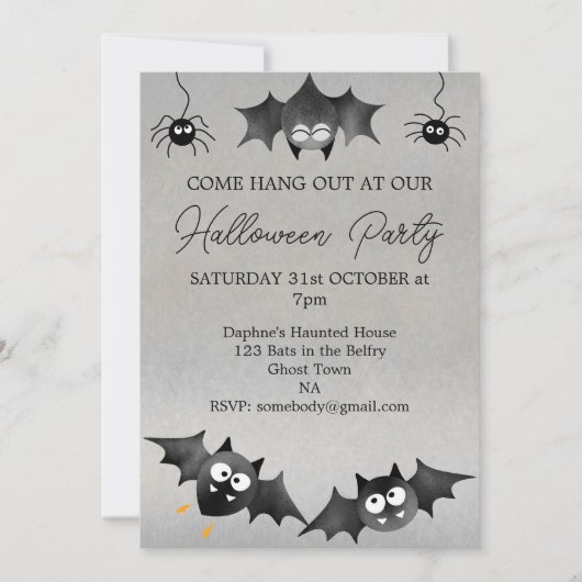 Hang uit met de Bats Halloween Party Invitation Kaart (Voorkant)