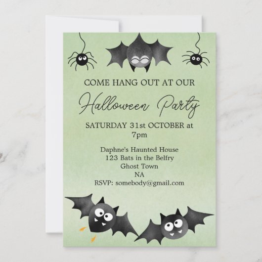 Hang uit met de Bats Halloween Uitnodiging (Voorkant)