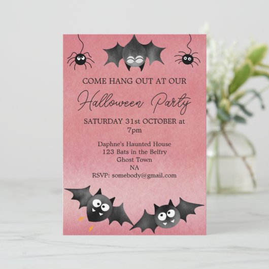 Hang uit met de Bats Halloween Uitnodiging (Staand voorkant)