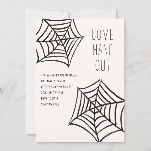 Hang uit Spider Web Illustratie Halloween Party Kaart (Voorkant)