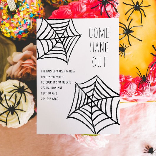 Hang uit Spider Web Illustratie Halloween Party Kaart