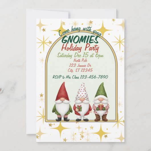 Hang with your Gnomies Holiday Party Invitation Kaart (Voorkant)