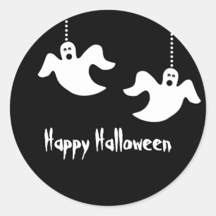 Hangbare geesten Halloween Stickers, zwart Ronde Sticker