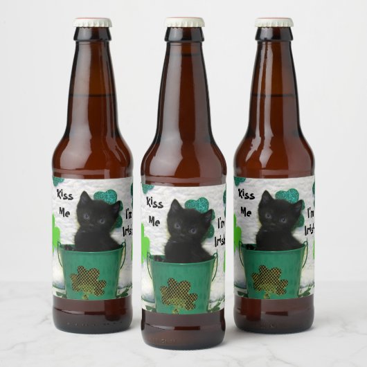 Hangbare Jack the Cat's St. Patrick's Day Bier Etiket (Flessen)