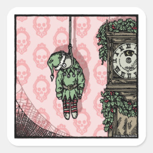 Hanged Elf Doll - Pop Gothic Holiday Vierkante Sticker