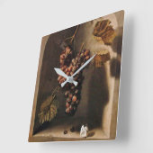 HANGED GRAPES WALL NICHE Antiek Brown Rustic Vierkante Klok (Hoek)