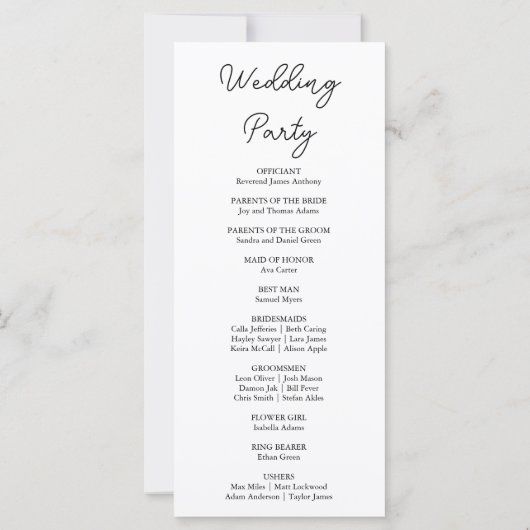 Hangen Blue Snowflakes White Wedding Programme (Achterkant)