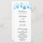 Hangen Blue Snowflakes White Wedding Programme (Voorkant / Achterkant)