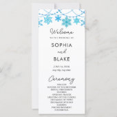 Hangen Blue Snowflakes White Wedding Programme (Voorkant)