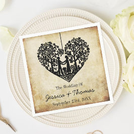 Hangen Collectie van het Hart Tree Vintage Wedding Servet