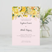Hangen Gele Bloemen Roze Garden Weddenschap Kaart (Staand voorkant)