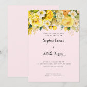 Hangen Gele Bloemen Roze Garden Weddenschap Kaart (Voorkant / Achterkant)