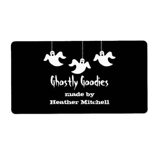 Hangen Ghosts Halloween Baking Labels, zwart Etiket (Voorkant)