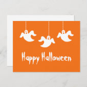 Hangen Ghosts Halloween Briefkaart, Sinaasappel Briefkaart (Voorkant / Achterkant)