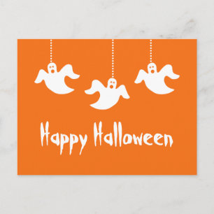 Hangen Ghosts Halloween Briefkaart, Sinaasappel Briefkaart