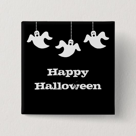 Hangen Ghosts Halloween Button, zwart Vierkante Button 5,1 Cm (Voorkant)
