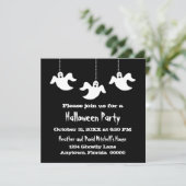 Hangen Ghosts Halloween Invite, zwart Kaart (Staand voorkant)