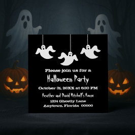 Hangen Ghosts Halloween Invite, zwart Kaart