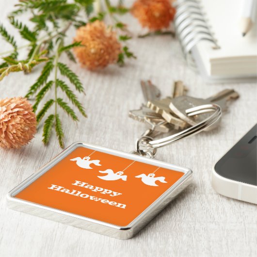 Hangen Ghosts Premium-Sleutelhanger, Oranje Sleutelhanger (Zijkant)