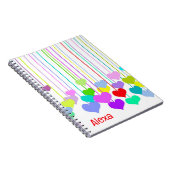 Hangen Harten op Wit met Naam Notitieboek (Rechterzijde)