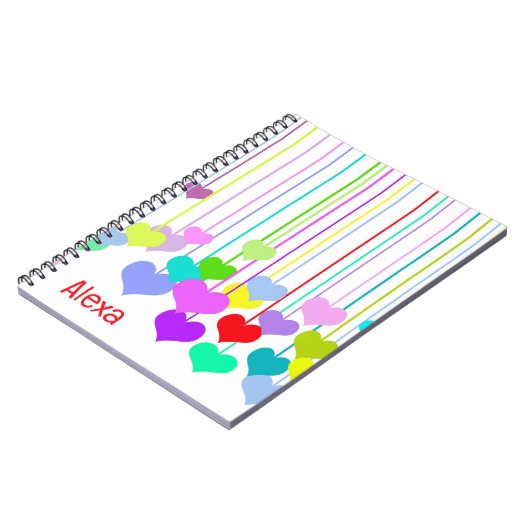 Hangen Harten op Wit met Naam Notitieboek (Linkerzijde)