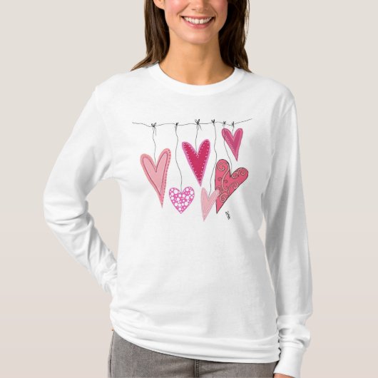 Hangen harten - Rood en roze T-shirt (Voorkant)