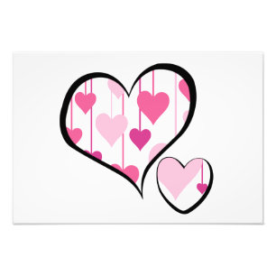 Hangen harten - Roze zwart Foto Afdruk