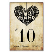 Hangen hartenboom Vintage Weddenschapsnummer Kaart (Achterkant)