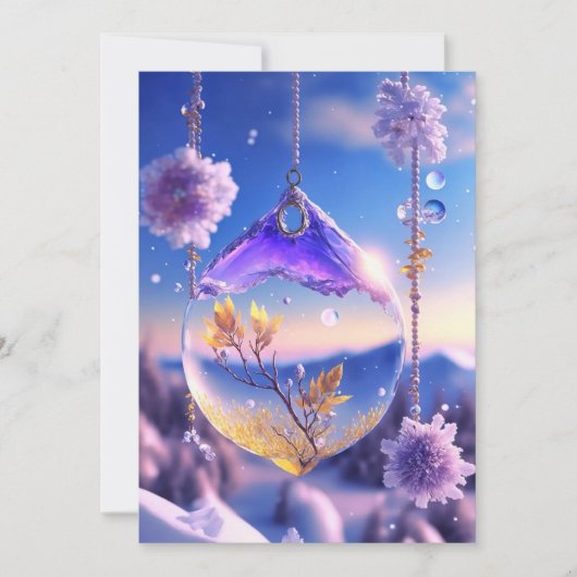 Hangen in de winter: Icy Magic Wedding Invitation Kaart (Voorkant)