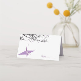 Hangen Lila Origami Paper Cranes Asian Wedding Plaatskaartje