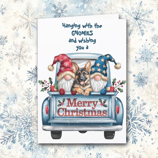 Hangen met Gnomies Duitse Herder Kerstmis Feestdagen Kaart