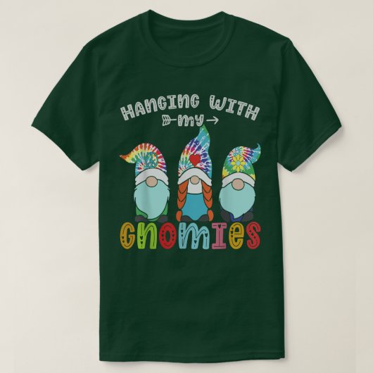 Hangen met Gnomies Gnome Merry-kersttie-kleurstof T-shirt (Design voorkant)