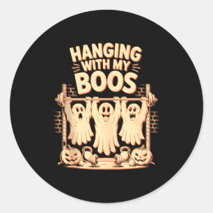 Hangen Met Mijn Boos Funny Halloween Geest Workout Ronde Sticker