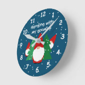 Hangen met mijn gnomen grappige kerstmuurklok ronde klok (Hoek)