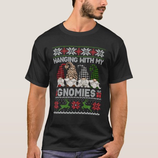 Hangen met mijn Gnomies Cute Gnomes Kerstmis lomp T-shirt (Voorkant)