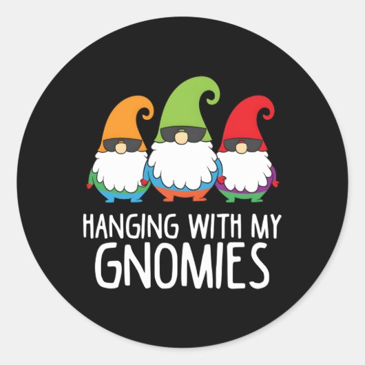 Hangen met mijn Gnomies Garden Gnome Ronde Sticker (Voorkant)