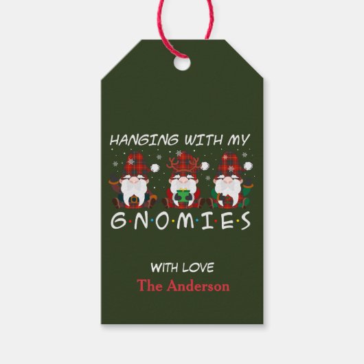 Hangen met mijn Gnomies Gepersonaliseerde Kerstmis Cadeaulabel (Voorkant)