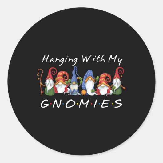 Hangen met mijn Gnomies Gnome Friend Ronde Sticker (Voorkant)