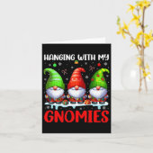 Hangen met mijn Gnomies Kerst Kleurrijk Drie G Kaart (Gele Bloem)