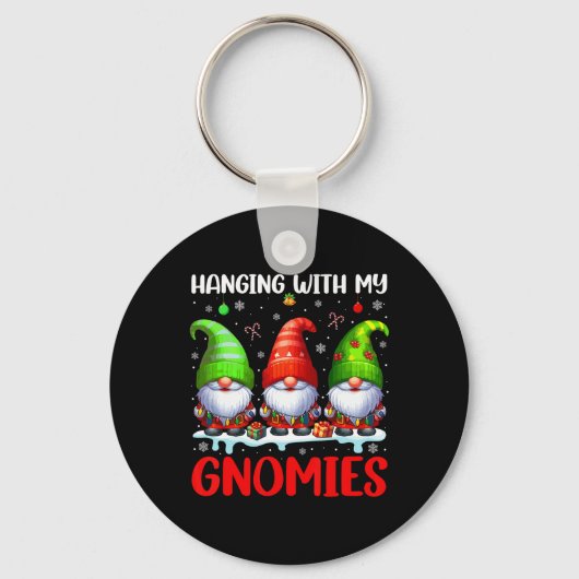 Hangen met mijn Gnomies Kerst Kleurrijk Drie G Sleutelhanger (Voorkant)