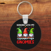 Hangen met mijn Gnomies Kerst Kleurrijk Drie G Sleutelhanger (Voorkant)