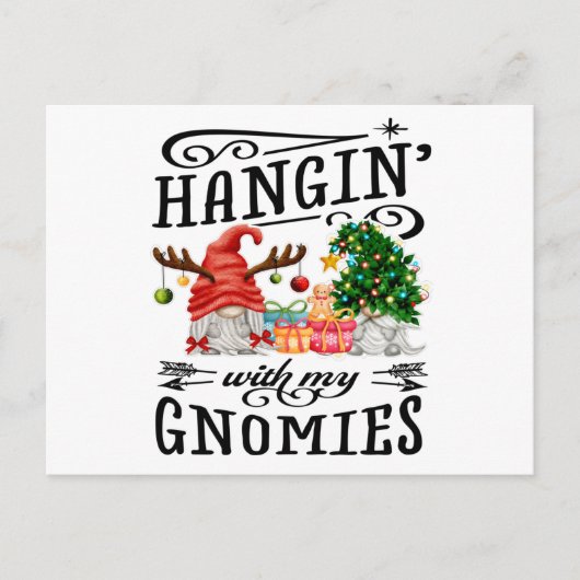 Hangen met mijn Gnomies-kerstgenoom Briefkaart (Voorkant)