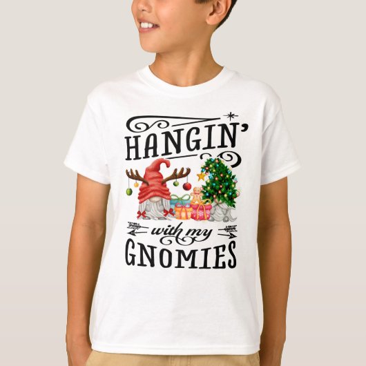 Hangen met mijn Gnomies-kerstgenoom T-shirt (Voorkant)